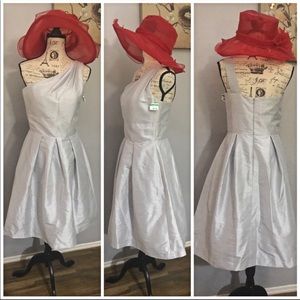 ALFRED SUNG Fit flare pleated one shoulder dress